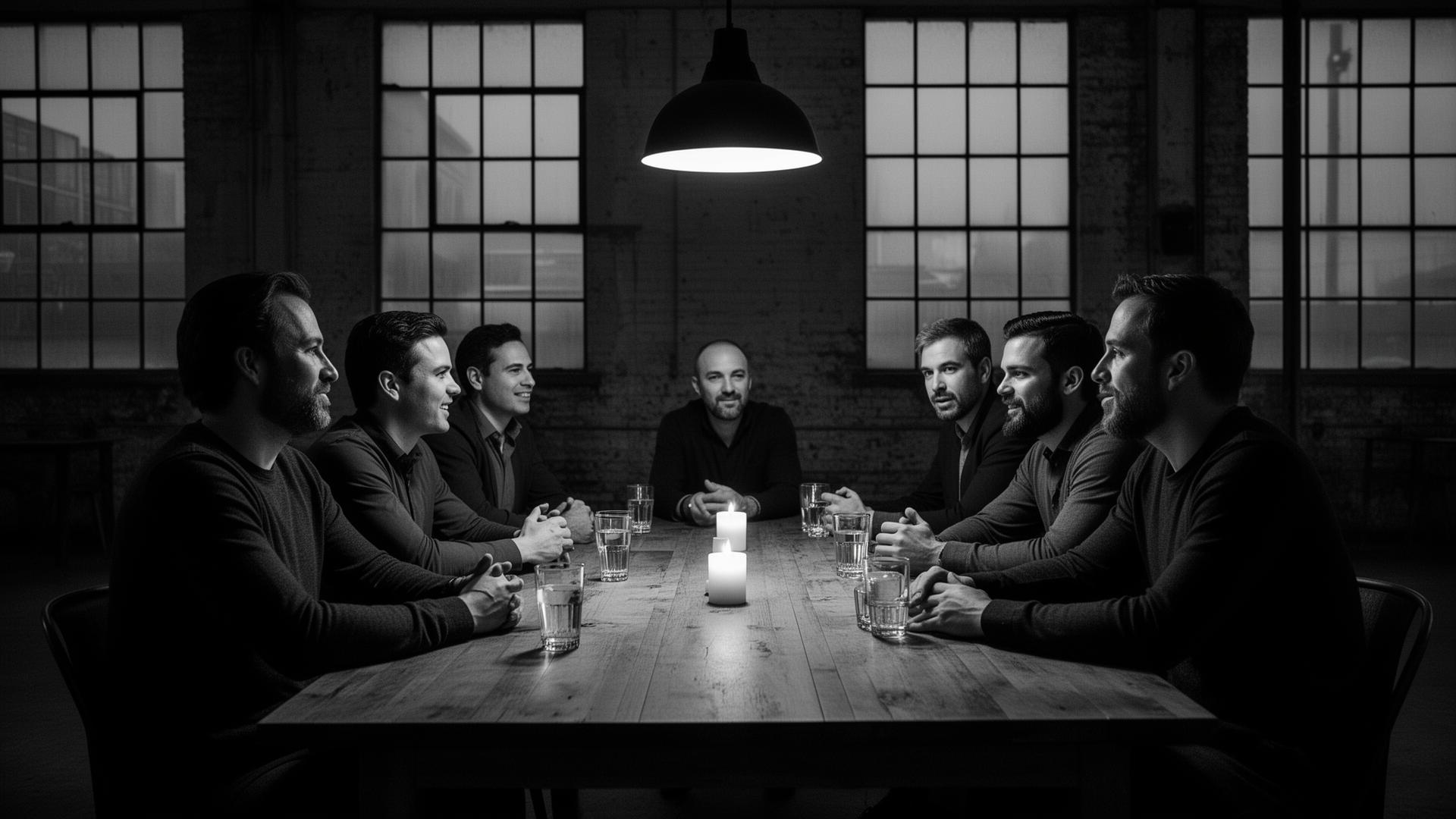 Founders around a candlelit table
